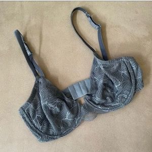 LA PERLA Iris Underwire Lace Bra, Gray 32 D